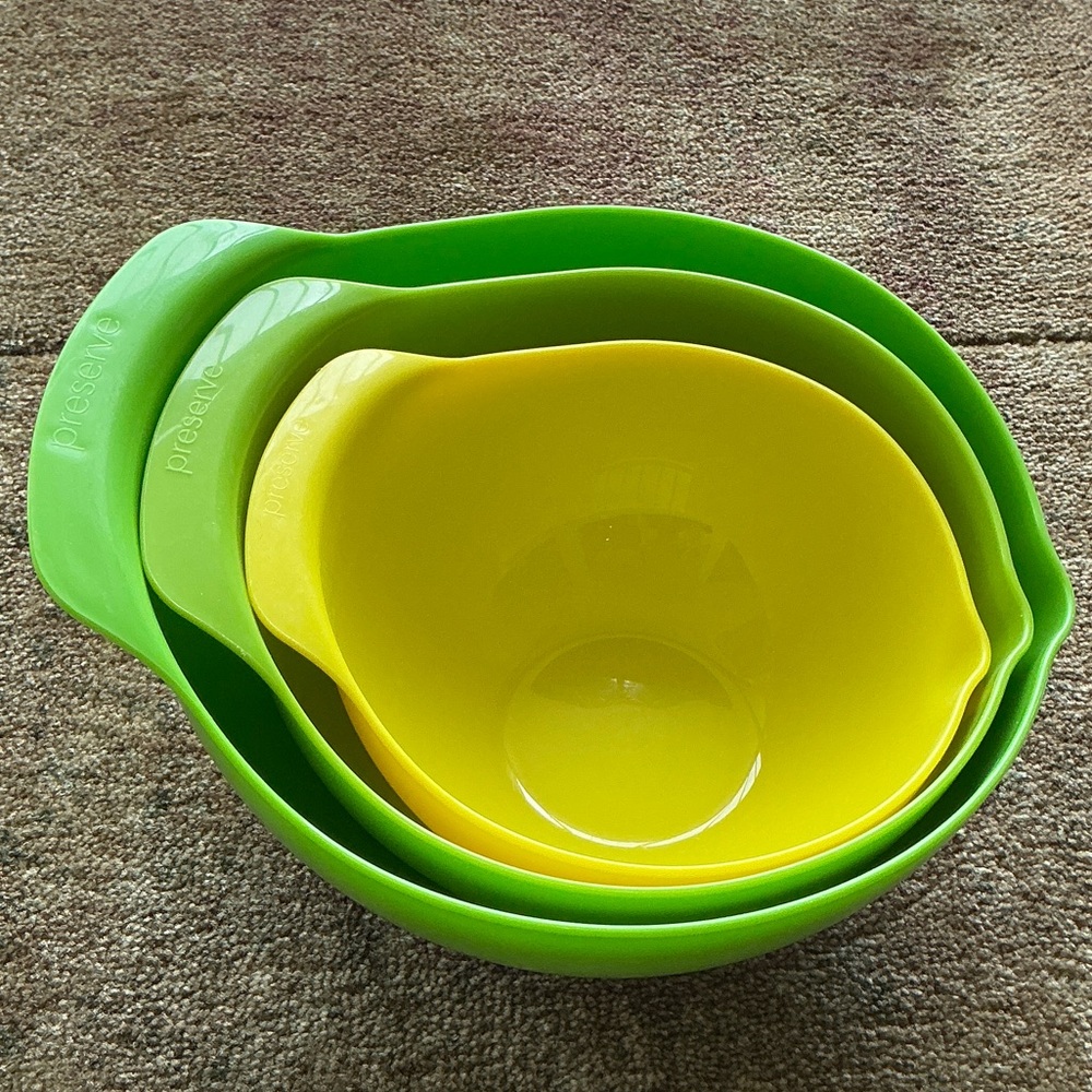 Green and Yellow Mixing Bowl Set Set of 3 Bowls - Large Set